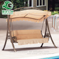 3-Person Outdoor Garden Wicker Patio Swing with Canopy